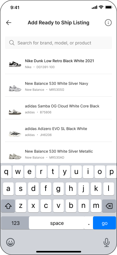 Product search results